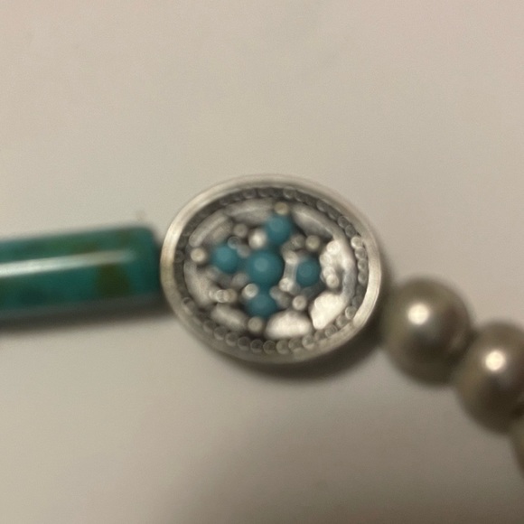 Chico’s necklace, faux turquoise&silver costume beaded w/beautiful tassel 13-15” - Picture 7 of 10